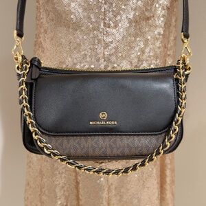 Michael Kors Black/Brown 4-in-1 Crossbody Bag Set Shoulder Bag With Clutch